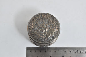 Sterling Silver K R H Monogram Ornate Repousse Pill Box