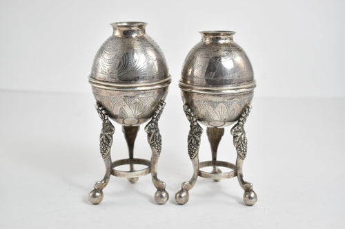 Sterling Silver Mate Heater Tea Set Ornate Set (2x)