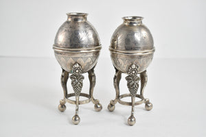 Sterling Silver Mate Heater Tea Set Ornate Set (2x)