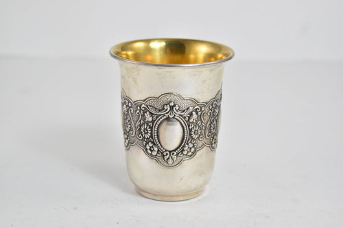 Sterling Silver Ornate Repousse Floral Rococo Cup