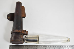 Sterling Silver Glass Decanter Flask With Leather Case