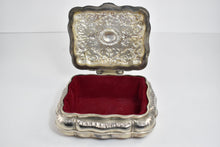 Load image into Gallery viewer, Sterling Silver Elaborate Scroll Work Red Velvet Lined Jewelry Box