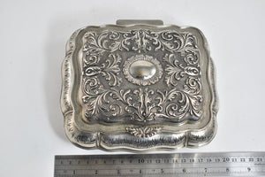 Sterling Silver Elaborate Scroll Work Red Velvet Lined Jewelry Box