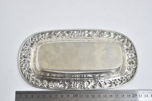 Sterling Silver S Kirk & Son Hand Decorated Floral Butter Dish