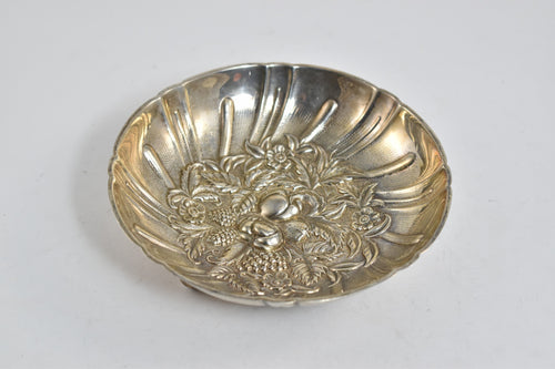 Sterling Silver S Kirk & Sons Repousse Flower Ornate Bowl