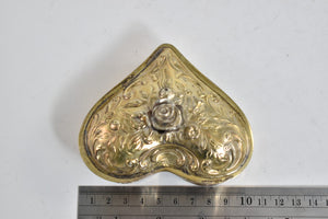 Silver Plated Rose Flower Pattern Heart Trinket Pill Box