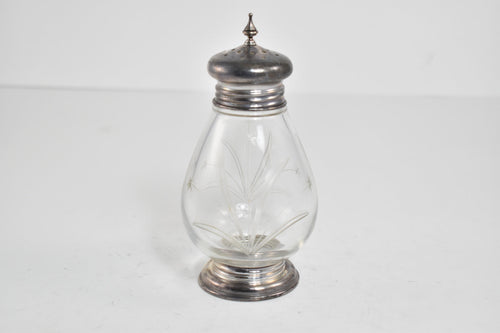 Sterling Silver Mid Century Glass Salt Pepper Shaker