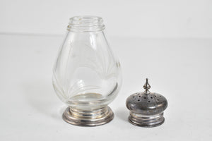 Sterling Silver Mid Century Glass Salt Pepper Shaker
