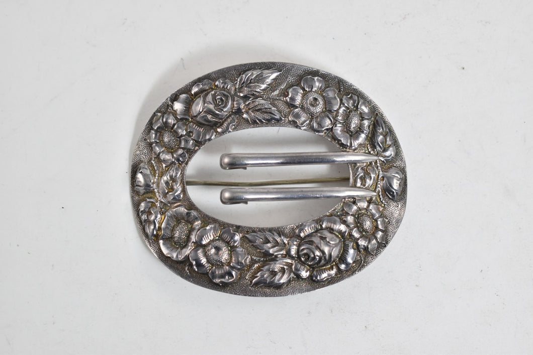 Sterling Silver Stieff Edwardian Gilded Age Repousse Sash Belt Buckle