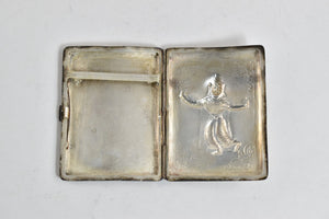 Sterling Silver Antique Thai Dancer Repousse Cigarette Case