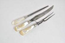 Load image into Gallery viewer, Sterling Silver Antique Mother of Pearl Meat Carving Set (3 pieces)