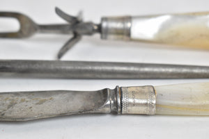 Sterling Silver Antique Mother of Pearl Meat Carving Set (3 pieces)