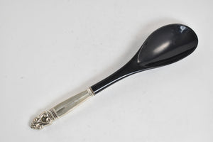 Sterling Silver Antique Black Lacquer Wood Spoon
