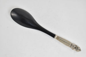 Sterling Silver Antique Black Lacquer Wood Spoon