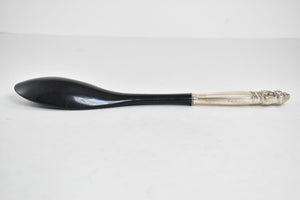 Sterling Silver Antique Black Lacquer Wood Spoon