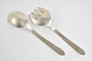Sterling Silver Mid Century Mexican Salad Serving Set 2 Pcs.