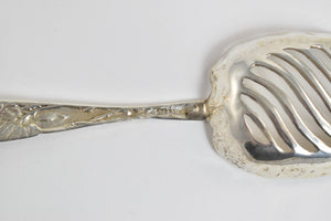 Sterling Silver Ornate Floral Antique Pierced Serving Spoon