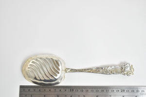 Sterling Silver Ornate Floral Antique Pierced Serving Spoon