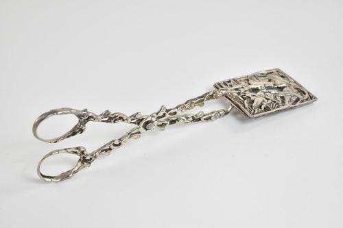 Sterling Silver Square Dove Pierced Serving Tongs