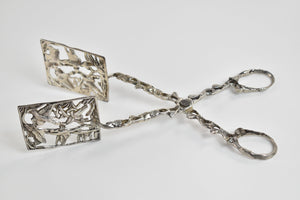 Sterling Silver Square Dove Pierced Serving Tongs