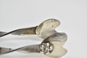 Sterling Silver Mid Century Floral Ice Serving Tongs