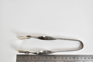 Sterling Silver Mid Century Floral Ice Serving Tongs