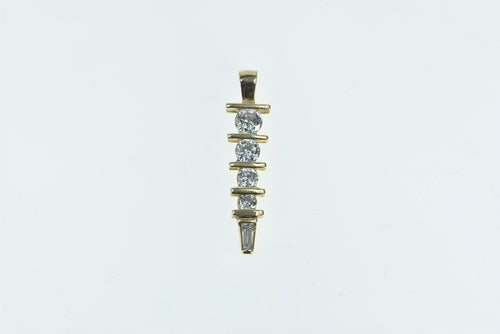 14K 0.80 Ctw Diamond Tiered Drop Statement Pendant Yellow Gold