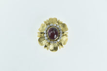 Load image into Gallery viewer, 18K Oval Tourmaline Diamond Halo Ornate Flower Pendant Yellow Gold