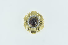 Load image into Gallery viewer, 18K Oval Tourmaline Diamond Halo Ornate Flower Pendant Yellow Gold