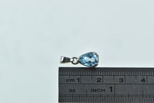 Load image into Gallery viewer, 18K Oval Blue Topaz Solitaire Classic Simple Pendant White Gold