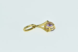 18K Oval Amethyst Solitaire Vintage Classic Pendant Yellow Gold