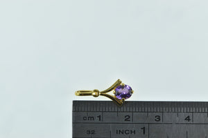 18K Oval Amethyst Solitaire Vintage Classic Pendant Yellow Gold