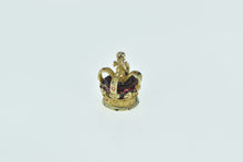 Load image into Gallery viewer, 14K 3D Enamel Crown Jewels King Queen Royal Charm/Pendant Yellow Gold
