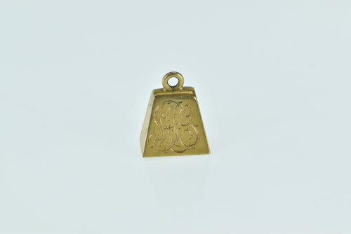 14K 3D Articulated Bell Victorian Monogrammed Charm/Pendant Yellow Gold