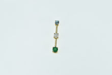 Load image into Gallery viewer, 14K Topaz Opal Syn. Emerald Tiered Bar Pendant Yellow Gold