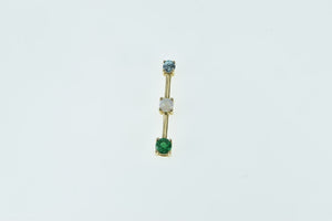 14K Topaz Opal Syn. Emerald Tiered Bar Pendant Yellow Gold