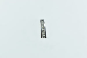 14K Graduated Diamond Vintage Bar Statement Pendant White Gold