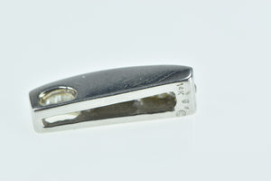 14K Graduated Diamond Vintage Bar Statement Pendant White Gold