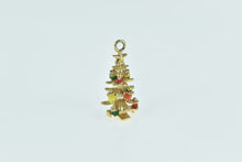 Load image into Gallery viewer, 14K Beaded Christmas Three 3D Retro Holiday Charm/Pendant Yellow Gold