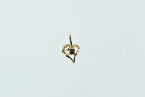 14K Garnet Heart Love Symbol Vintage Pendant Yellow Gold