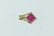 Load image into Gallery viewer, 14K Princess Syn. Ruby Classic Simple Pendant Yellow Gold