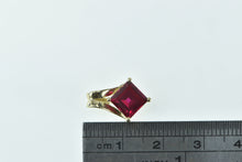 Load image into Gallery viewer, 14K Princess Syn. Ruby Classic Simple Pendant Yellow Gold