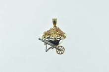 Load image into Gallery viewer, 14K Articulated Wheel Barrow Flower Gardening Charm/Pendant Yellow Gold