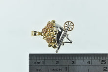 Load image into Gallery viewer, 14K Articulated Wheel Barrow Flower Gardening Charm/Pendant Yellow Gold