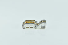 Load image into Gallery viewer, 14K Emerald Cut Citrine Ornate Statement Pendant White Gold