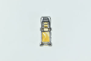 14K Emerald Cut Citrine Ornate Statement Pendant White Gold