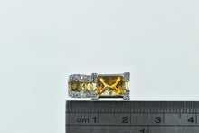 Load image into Gallery viewer, 14K Emerald Cut Citrine Ornate Statement Pendant White Gold