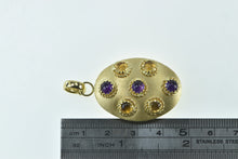 Load image into Gallery viewer, 18K Puffy Amethyst Citrine Oval Statement Pendant Yellow Gold