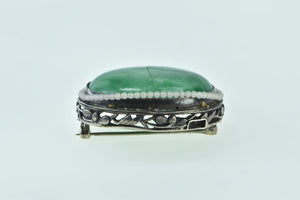 Ornate Victorian Jade Oval Filigree Pin/Brooch