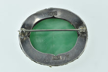 Load image into Gallery viewer, Ornate Victorian Jade Oval Filigree Pin/Brooch